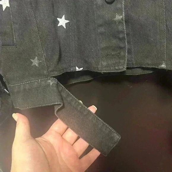 Woman’s Size 2X Plus Size Black Denim Jean Jacket Cute Tie Front Detail Fall - Picture 3 of 6